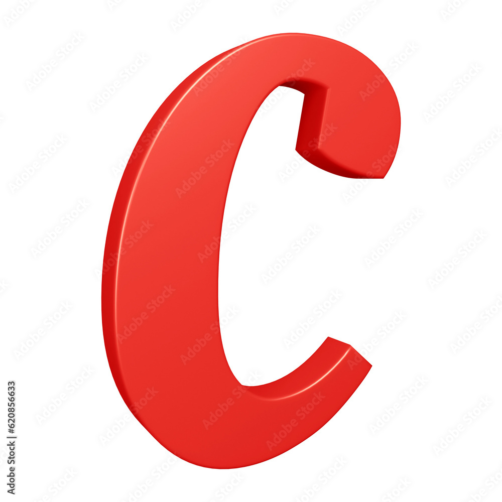 3D red alphabet letter c for education and text concept 3D red alphabet letter c for education and text concept