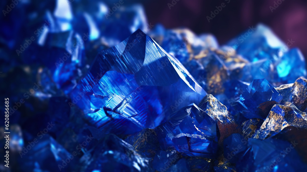 Amazing bright and shiny Azurite crystal cluster background. Jewel mineral detailed macro. Generative AI Amazing bright and shiny Azurite crystal cluster background. Jewel mineral detailed macro. Generative AI