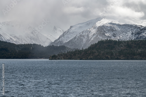 The mountains of Lake Clark National Park and Preserve from the Cook Inlet.