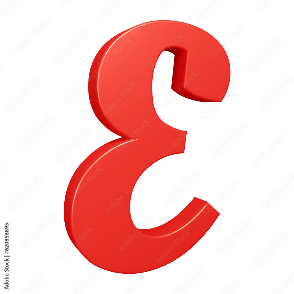 3D red alphabet letter e for education and text concept 3D red alphabet letter e for education and text concept