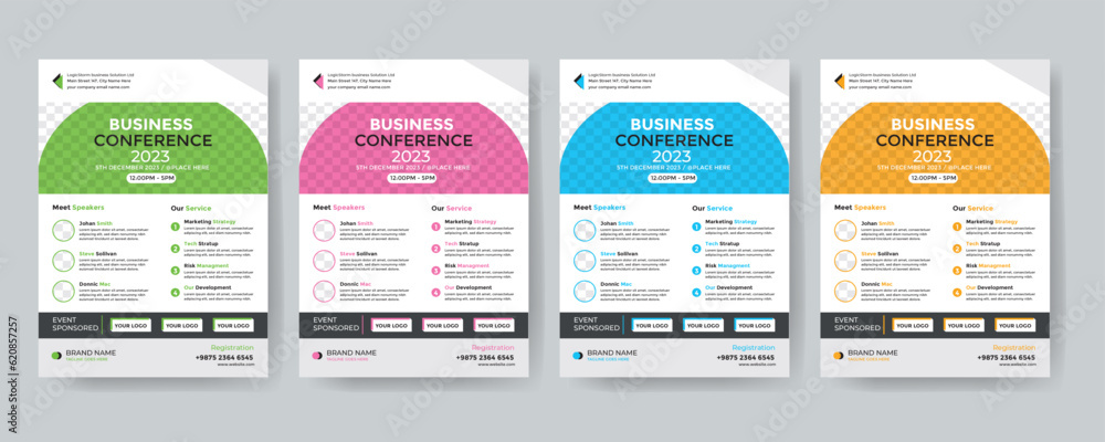 Modern creative corporate business conference flyer template design and Elegant Corporate business conference a4 cover flyer template, Geometric Corporate business flyer template design