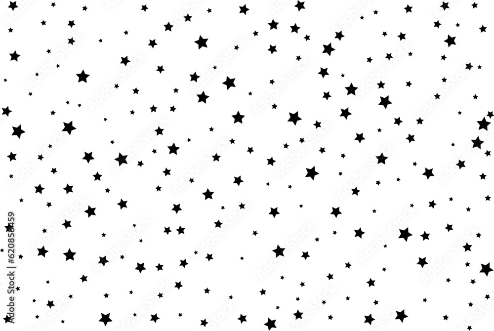 Starry background. Vector seamless pattern with stars. Monochrome horizontal texture. Swatch with sparkles for textile design.