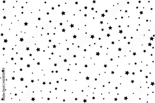Starry background. Vector seamless pattern with stars. Monochrome horizontal texture. Swatch with sparkles for textile design.