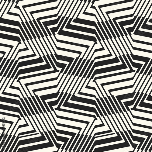 Monochrome Glitch Effect Textured Zigzag Pattern