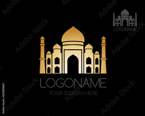 Indian temple icon. Vector logo template