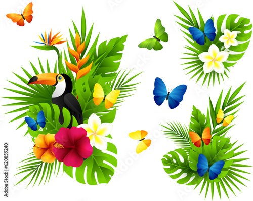 Tropical decorative vector elements.