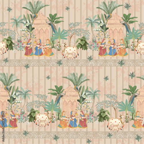 New style Pichwai painting used for digital print. wallpaper background