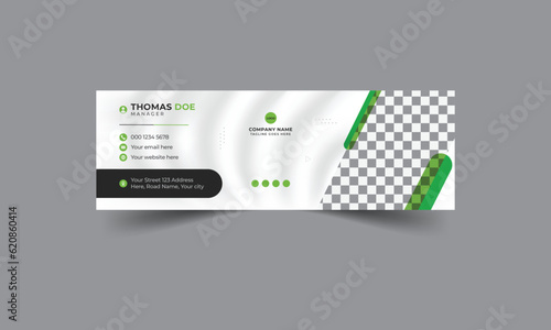 Modern green color Business or corporate Email signature layout design, Professional social media banner or cover template design.