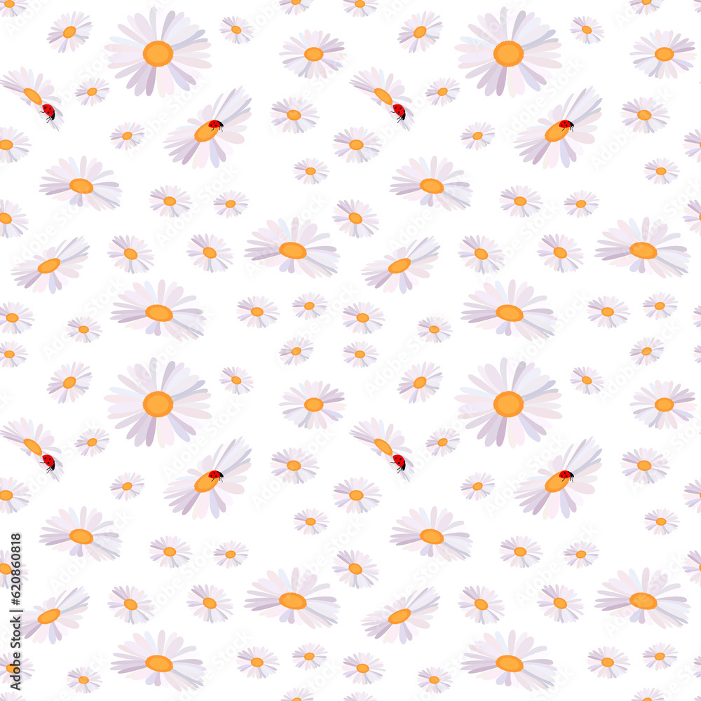 Chamomile flowers seamless pattern. Chamomile flowers seamless pattern.