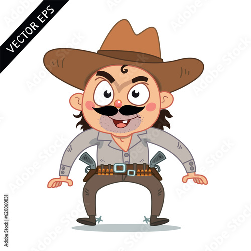 Bad Cowboy Western Cartoon. T shirt, Background, Vector Illustration Cartoon EPS Images. 