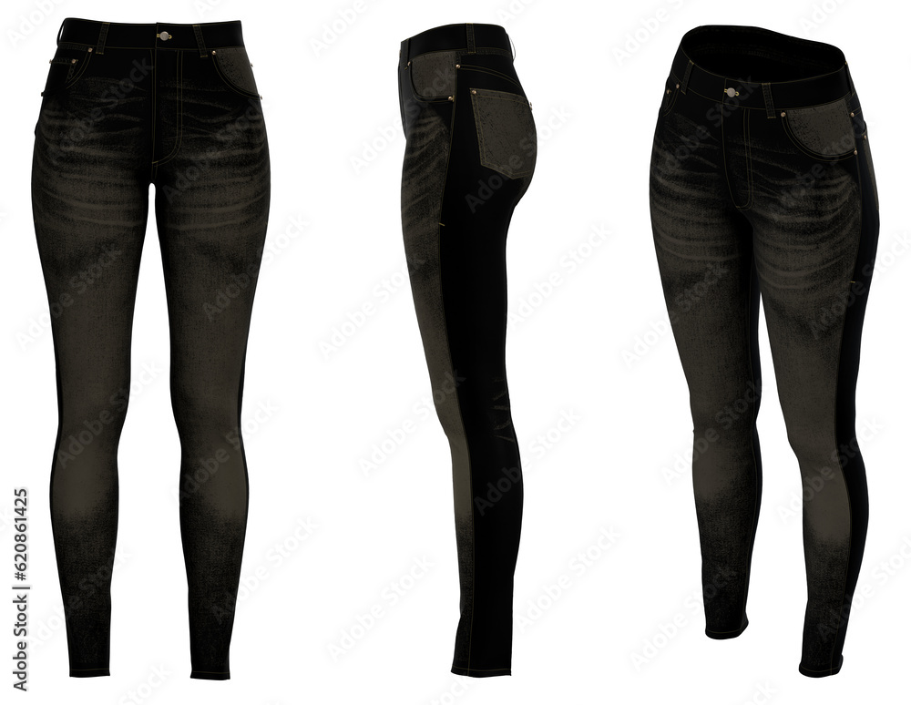 Female skinny jeans. Isolated. Black Denim Jeans Female skinny jeans. Isolated. Black Denim Jeans