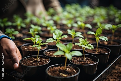 Planting trees in the forest, to reduce climate change. National Tree Planting Day.