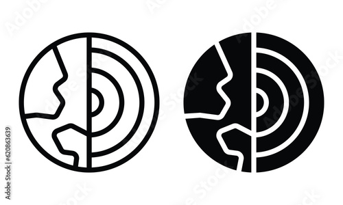 Earth layers icon with outline and glyph style.