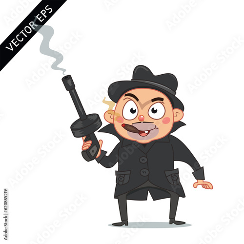 Cute cartoon gangster Stock Vector Images. T shirt, Background, Vector Illustration Cartoon EPS Images. 