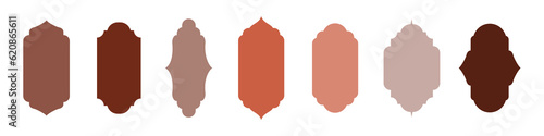 Islam mosque windows and arches set, collection of frames in different shapes and colors