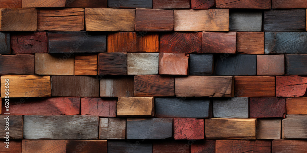 Generative AI - Industrial Flat Wooden Block Wall Texture Generative AI - Industrial Flat Wooden Block Wall Texture