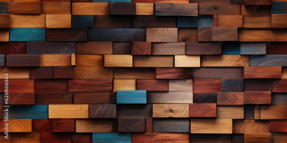 Generative AI - Industrial Flat Wooden Block Wall Texture Generative AI - Industrial Flat Wooden Block Wall Texture