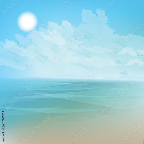 Sea  sun  sky - summertime vector illustration. 