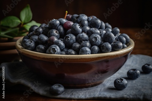 Wallpaper Mural Close-up of fresh blueberries in the ceramic bowl. These blueberries are like little drops of sweetness. Blueberry berry background. Macro. Fresh blueberry background. Generative AI Torontodigital.ca