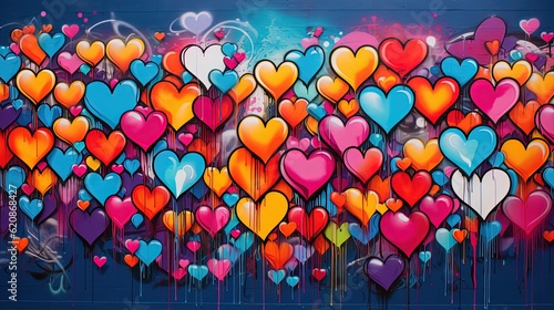 abstract street art grafitti background, heart background, Genertive Ai
