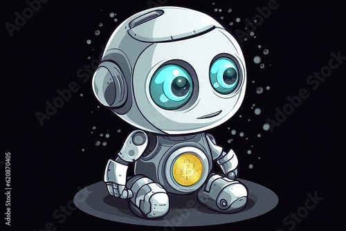 Wallpaper Mural BotCoin is a coin-op robot designed specifically for Bitcoin trading and mining with a mining rig integration. Designed for automatic trading of cryptocurrency on exchanges. AI-Generated Torontodigital.ca