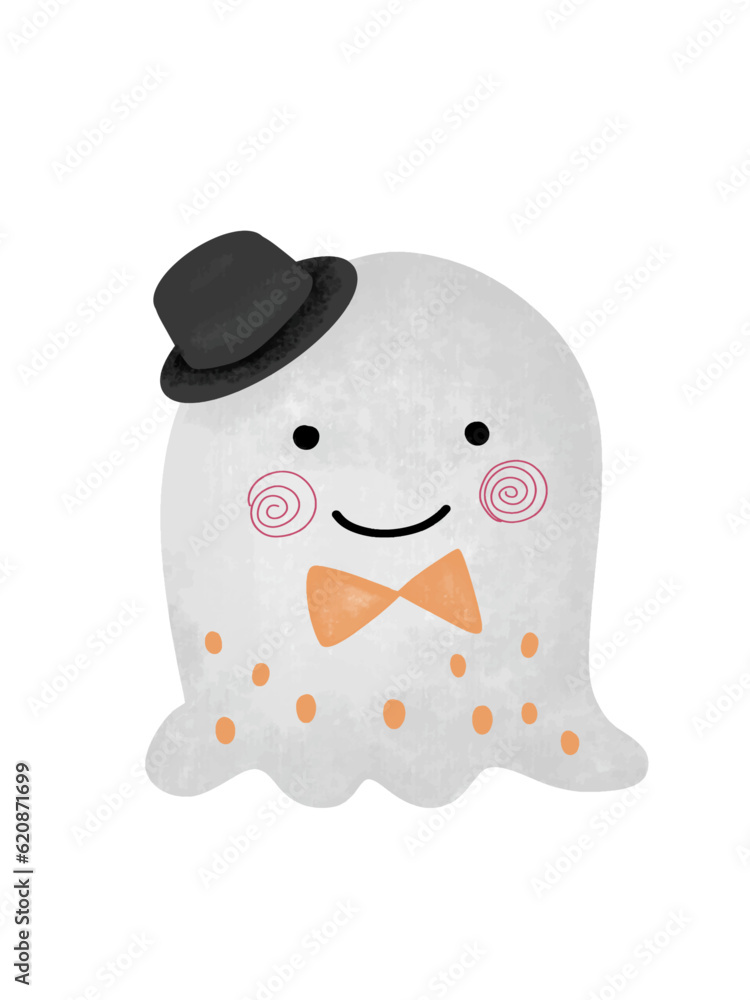Obraz premium ghost Halloween,skull Halloween,spider, ,monster,cartoon character,cute,icon ,vector, illustration,hand drawn