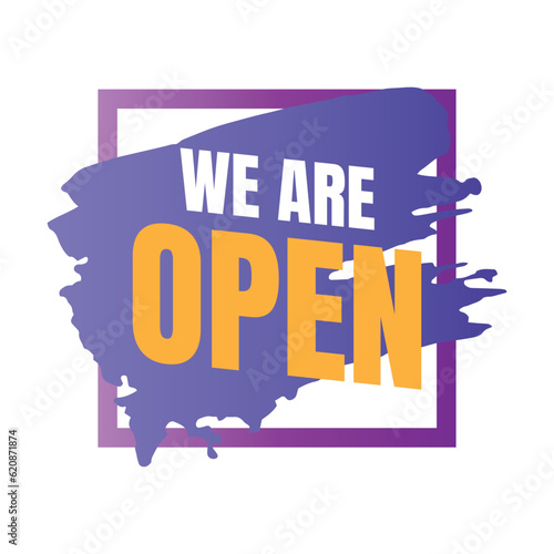 We are open today sign design, We are open now social media post icon, We are open tonight restaurant signboard vector