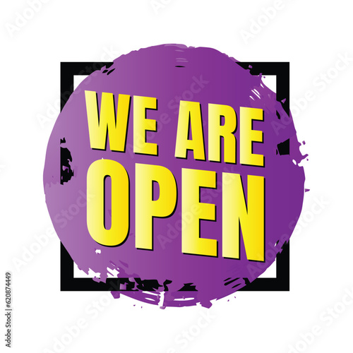 We are open today sign design, We are open now social media post icon, We are open tonight restaurant signboard vector