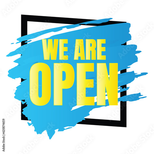 We are open today sign design, We are open now social media post icon, We are open tonight restaurant signboard vector