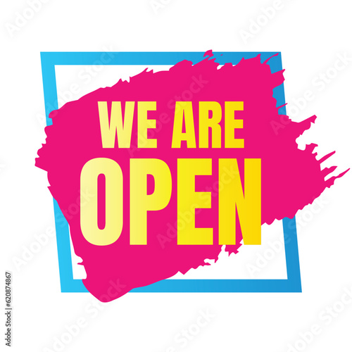 We are open today sign design, We are open now social media post icon, We are open tonight restaurant signboard vector