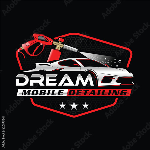Mobile detailing and pressure washing logo design template 