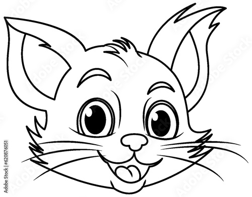 Cute cat face coodle coloring page for children