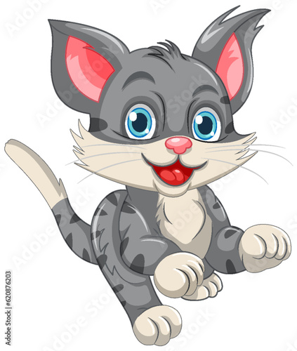 Cute grey cat cartoon character