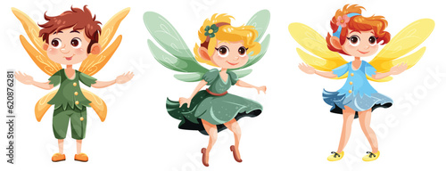 Set of cute fairies cartoon charater