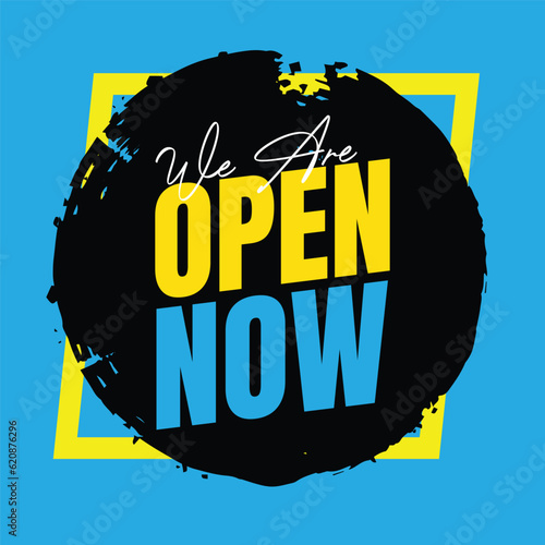 We are open today sign design, We are open now social media post icon, We are open tonight restaurant signboard vector