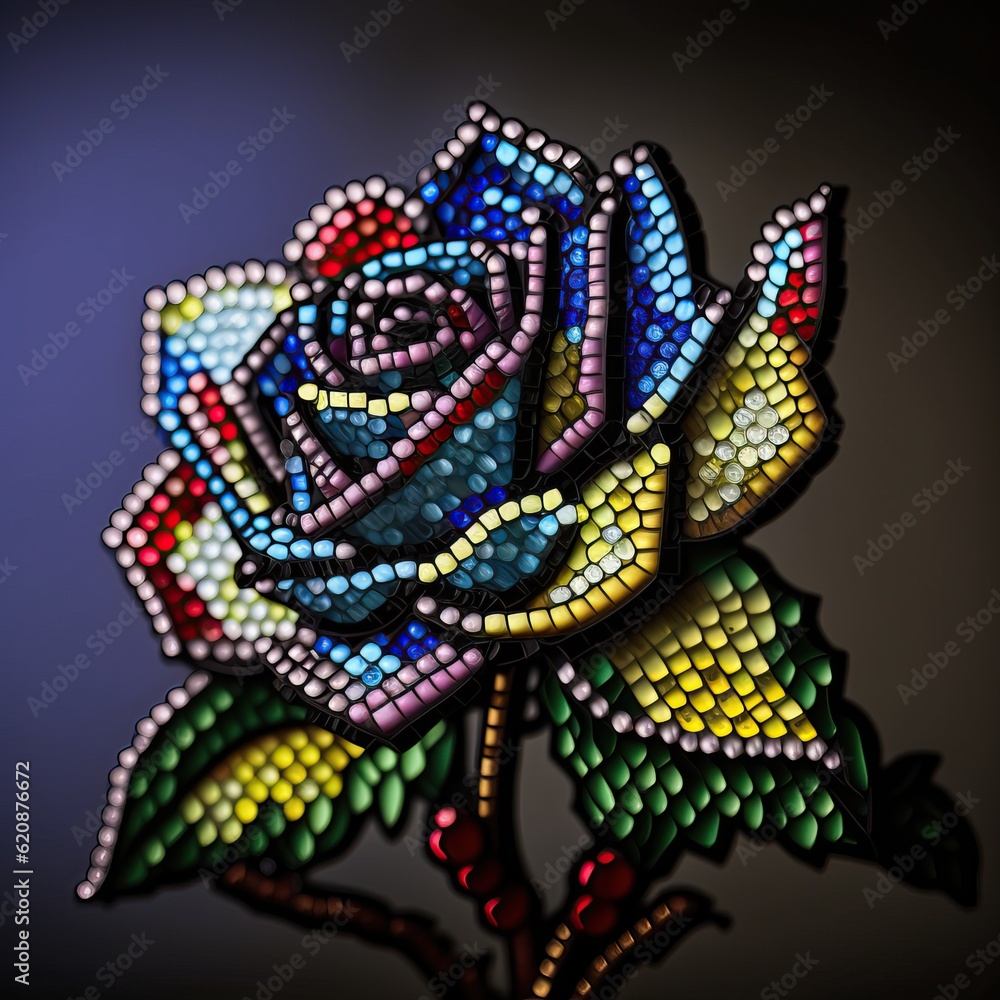 Colored stained glass with rose flowers. DIY Colored stained glass with rose flowers. DIY