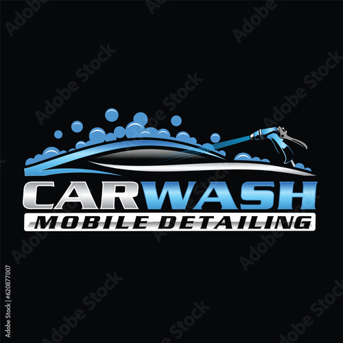 Car wash and mobile detailing, automotive logo design template.