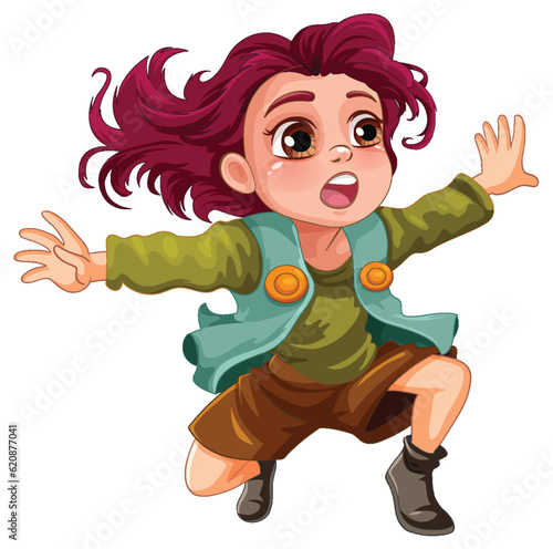 Jumping girl cartoon character
