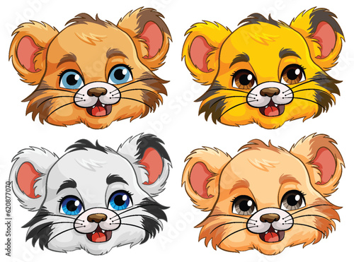 Baby Tiger Head Cartoon Character