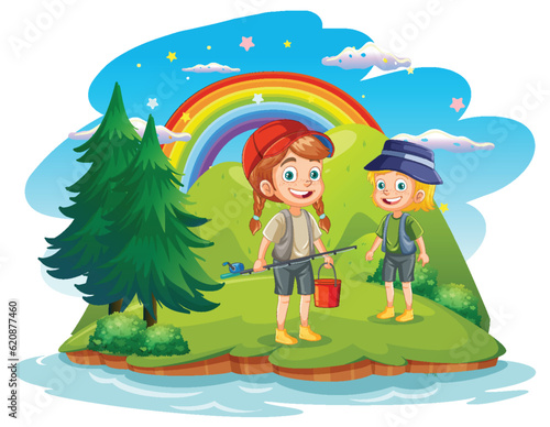 Fisherman fishing in nature