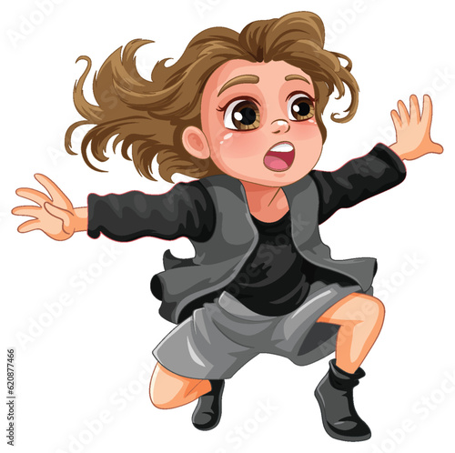 Jumping girl cartoon character