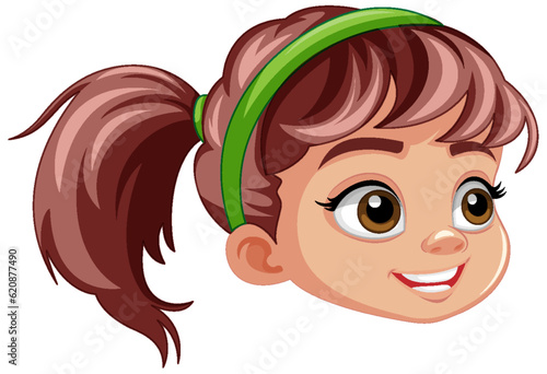 Girl with brown hair cartoon face