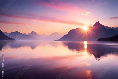 sunrise over the lake generated ai