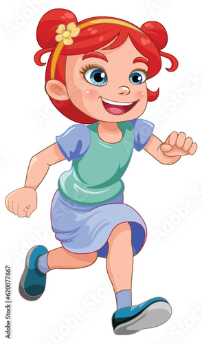 Running girl cartoon character
