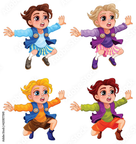 Jumping girl cartoon character