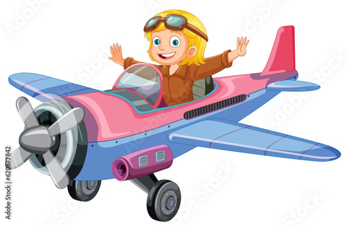 Female pilot flying jet plane