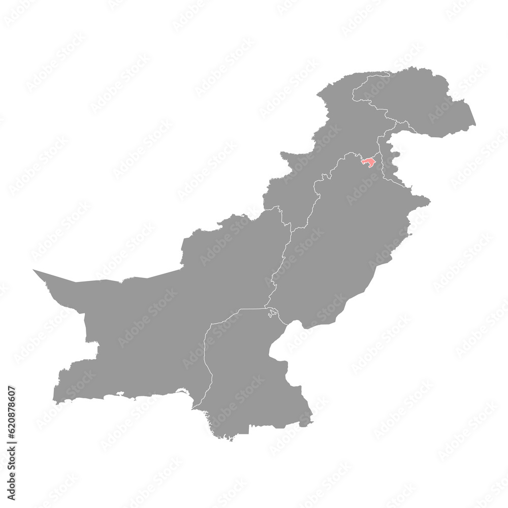 Fototapeta premium Islamabad capital territory map, federal territory of Pakistan. Vector illustration.