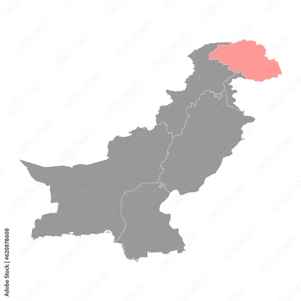 Gilgit Baltistan region map, administrative territory of Pakistan. Vector illustration.