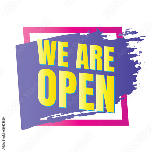 We are open today sign design, We are open now social media post icon, We are open tonight restaurant signboard vector
