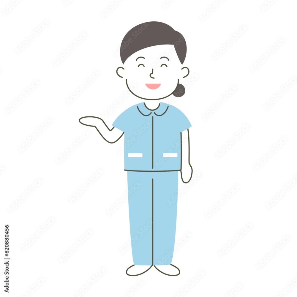 woman, nurse, medical care, simple, simple substance, human, illustration, vector, guidance, smile